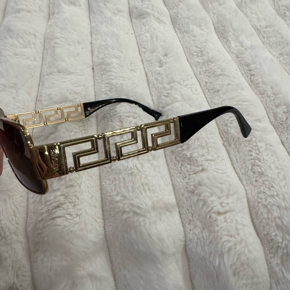 Versace Gold Frame Rectangular Sunglasses - Picture 3 of 11